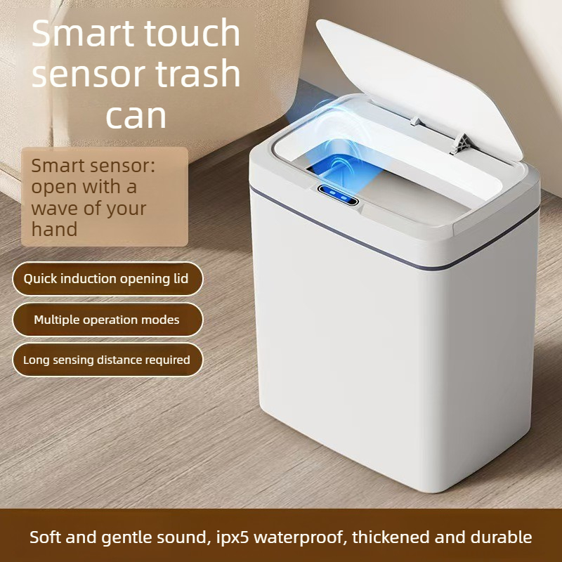 Smart Home Junkie - Weißer Berührungsloser 15L Smart Sensor Mülleimer