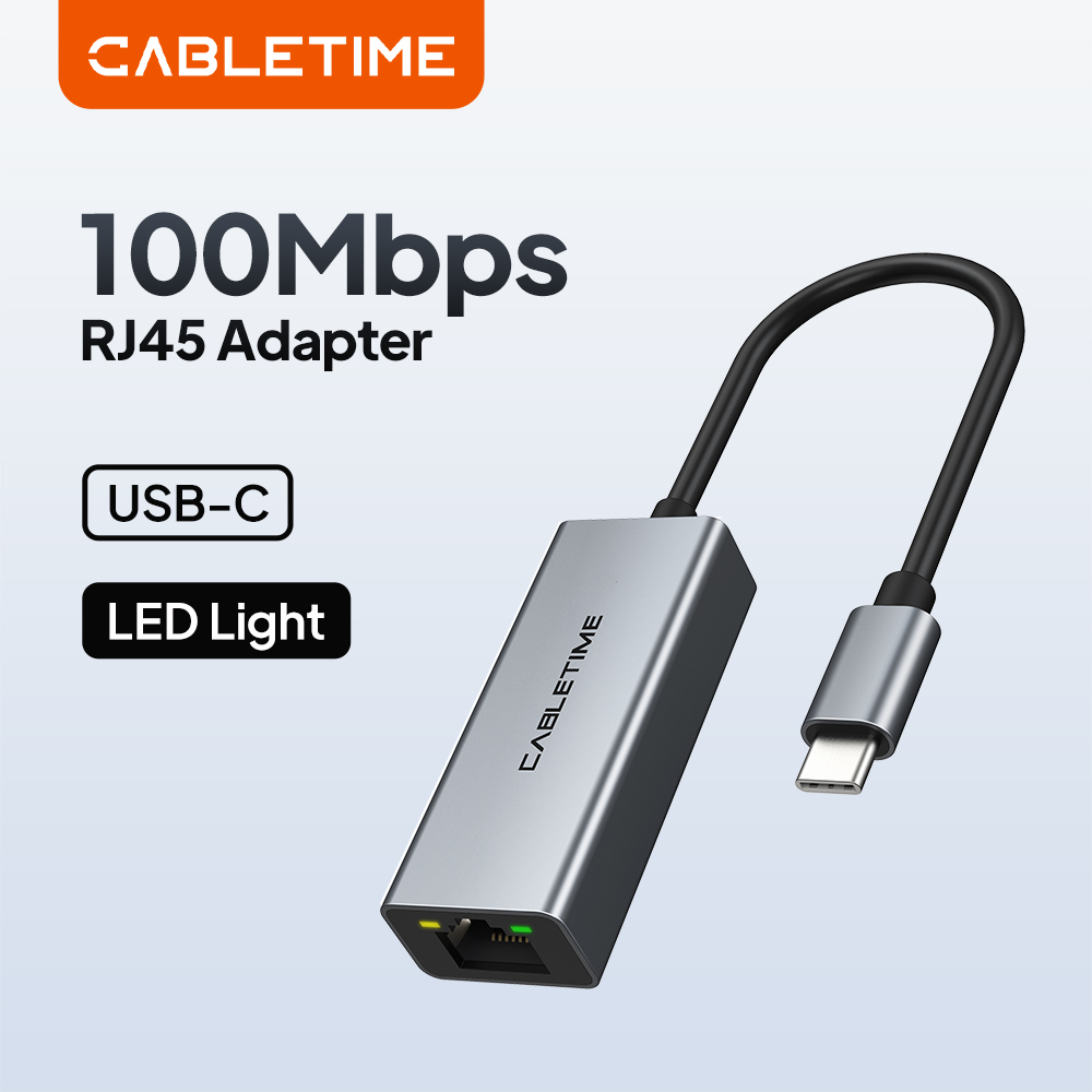 Smart Home Xiaomi Hub 2 - CABLETIME USB-C Ethernet-Adapter 100Mbps Netzwerkkarte USB-C