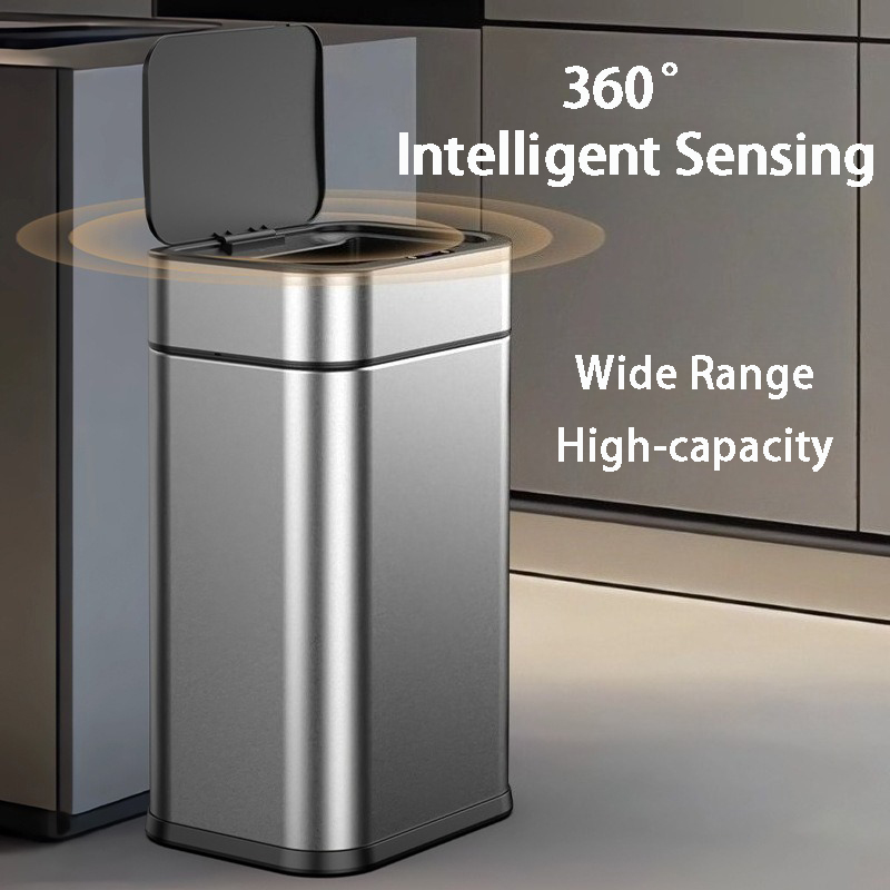 Smart Home Junkie - Automatischer Sensor-Mülleimer, Edelstahl-Mülleimer für Küche und