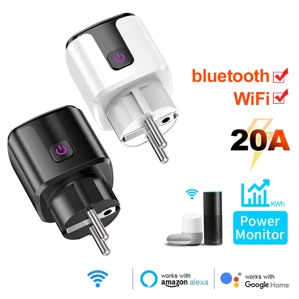 Smart Home Network - Intelligente 20A EU-Steckdose mit WLAN+Bluetooth, Energieüberwachung,