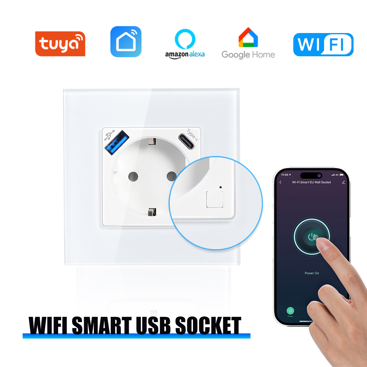 Smart Energy Monitor - GEYA WLAN EU-Steckdose mit 20W Typ-C