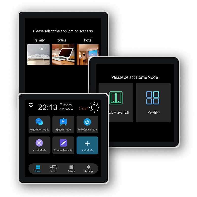 Smart Home Monitoring - FUERS 4-Zoll-Touchscreen, multifunktionaler intelligenter Wandschalter, T3E-Schalter,